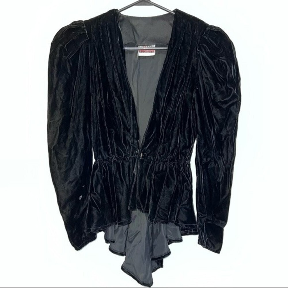 Vintage Climax Velvet fox tail blazer jacket size 5/6 black